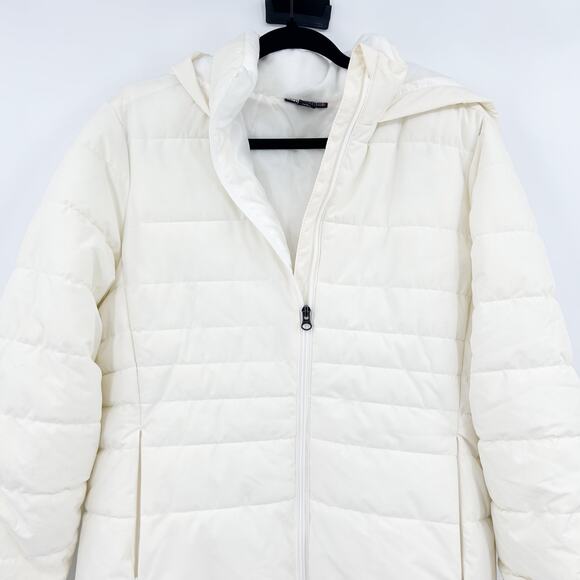 SwissTech Hooded Mid Length Puffer Jacket Fleece Double Zip Womens Size M - Picture 4 of 14